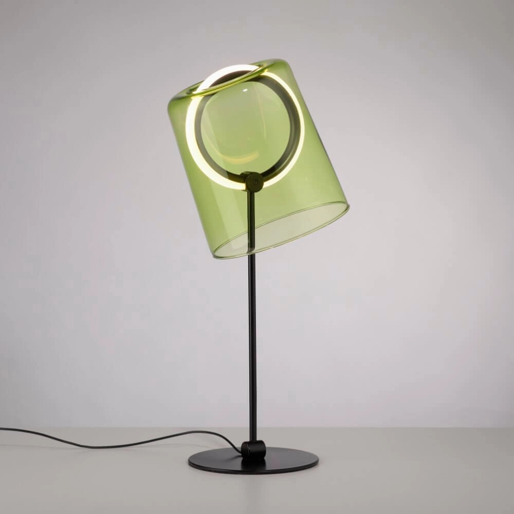 Lampe de table Zula noir avec verre vert Paul Neuhaus 4012248385876