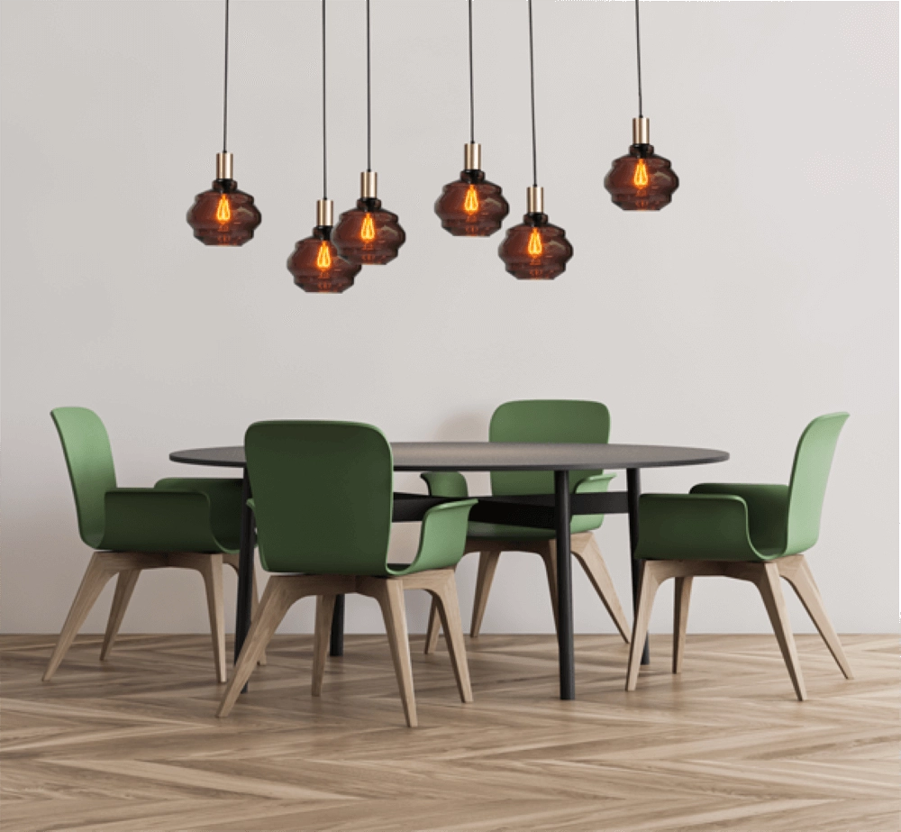 Lampe suspendue 6 lumières - dorée - Porto avec des lunettes Ball rouges Masterlight 8718121270449