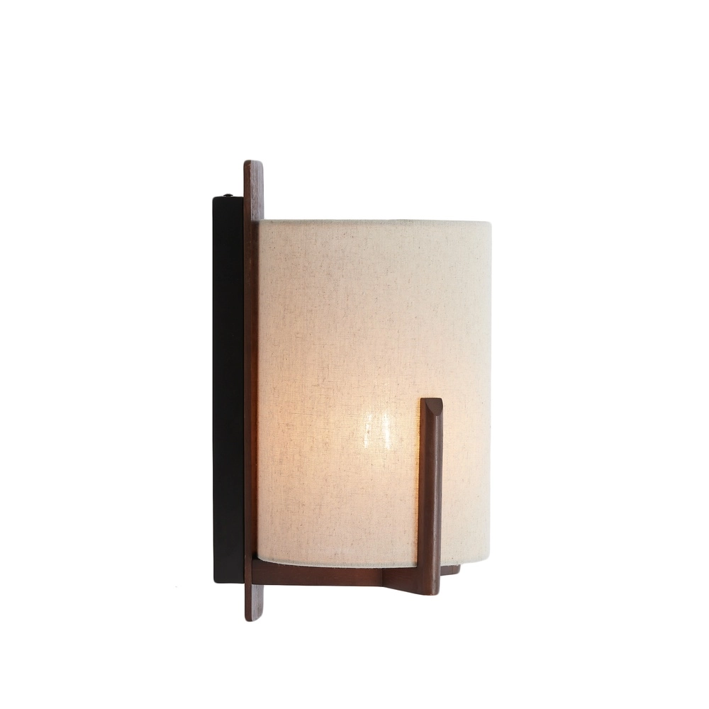 Lampe murale à design danois Litto brun noix avec lin Light & Living 8717807792732