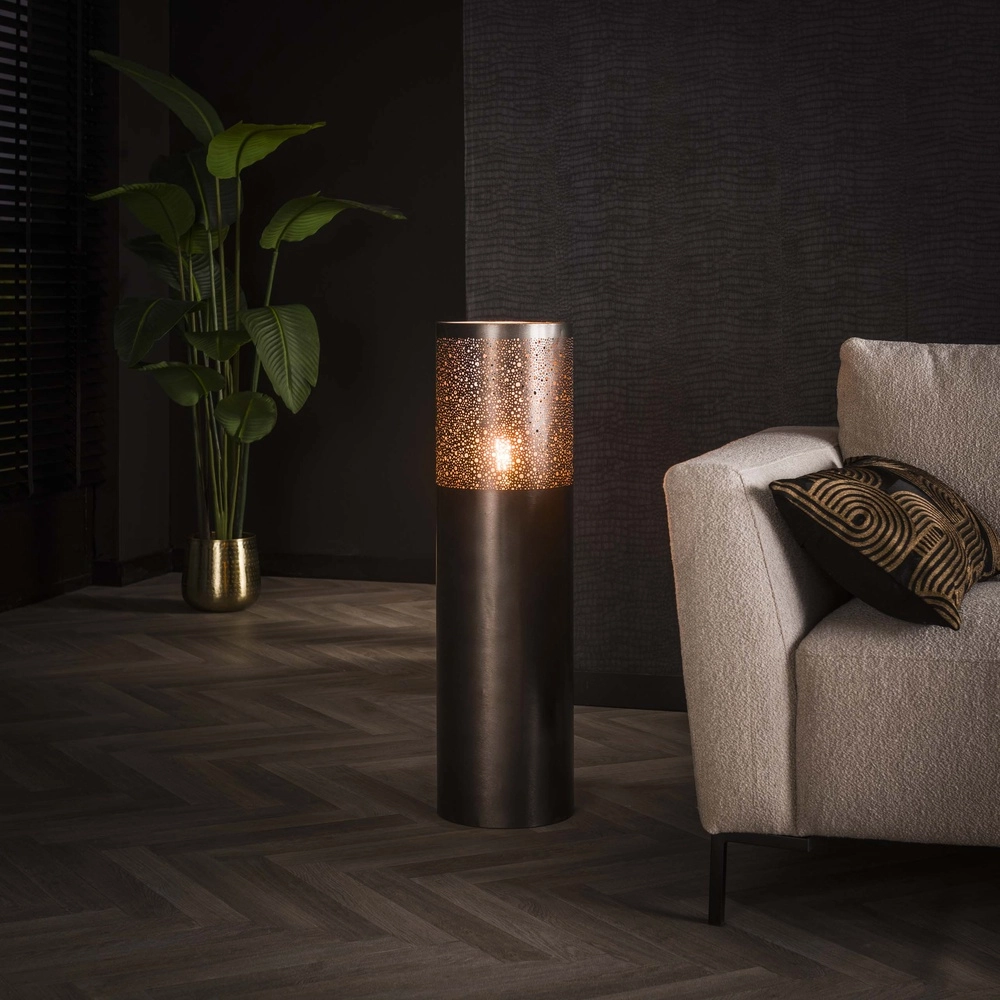 Lampe sur pied orientale Cylinder 90 cm - nickel noir