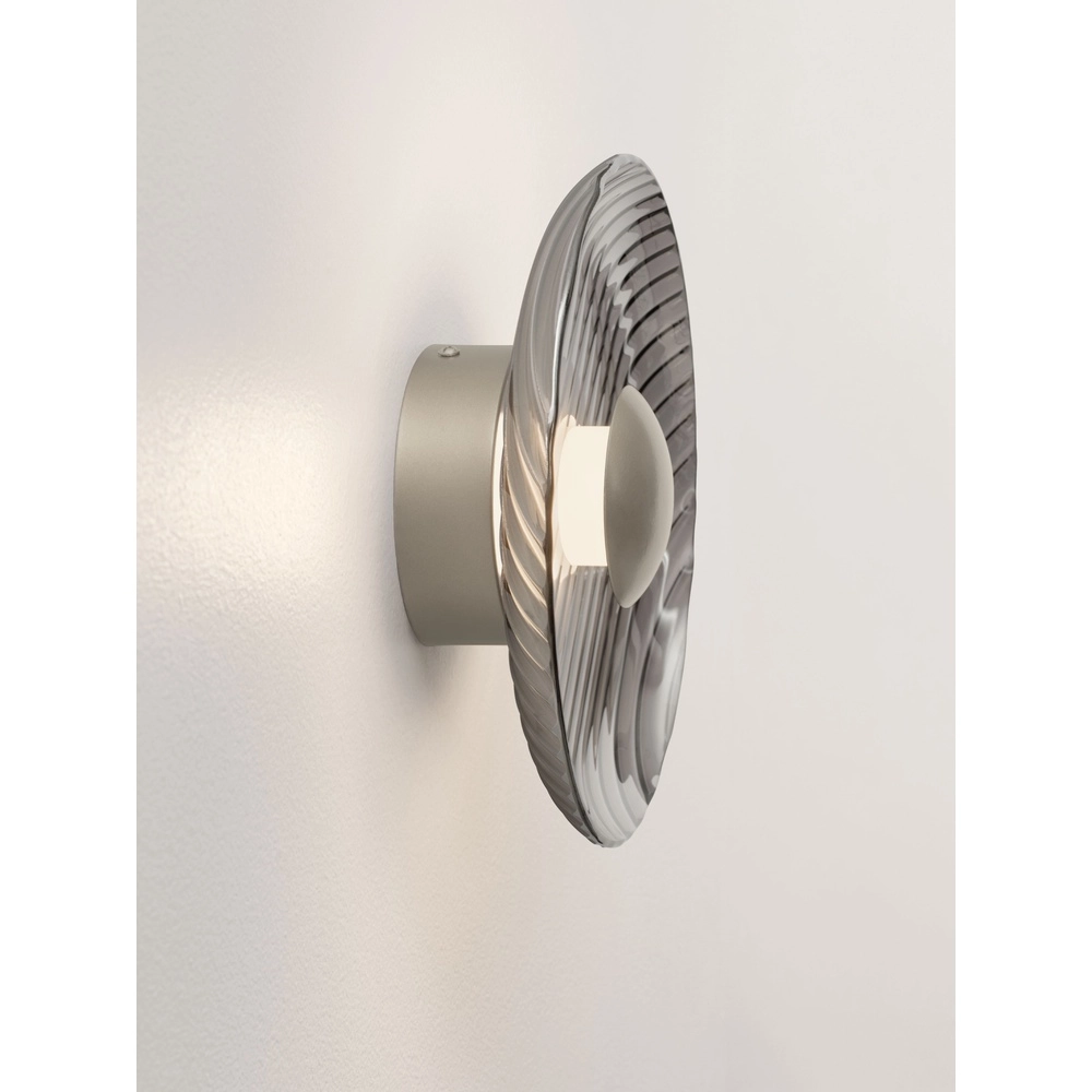 Lampe murale Lavina Gris argenté avec verre fumé Ø 25cm Lyora 5212063501423