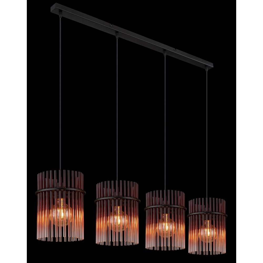 Suspension noire Gorley avec verre rouge 4 lumières Globo 9007371471966