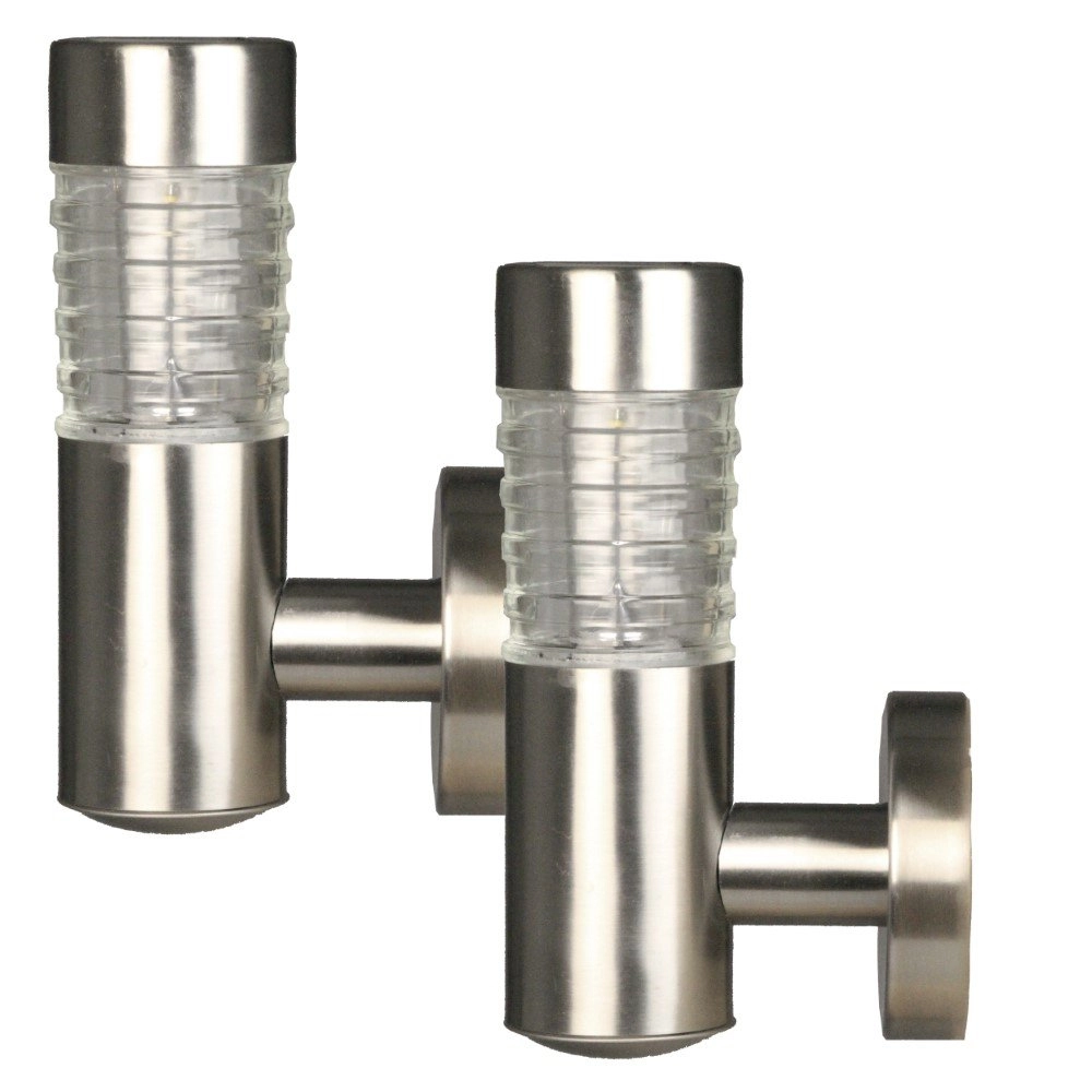Lot de 2 appliques Tacoma solaire en acier inoxydable