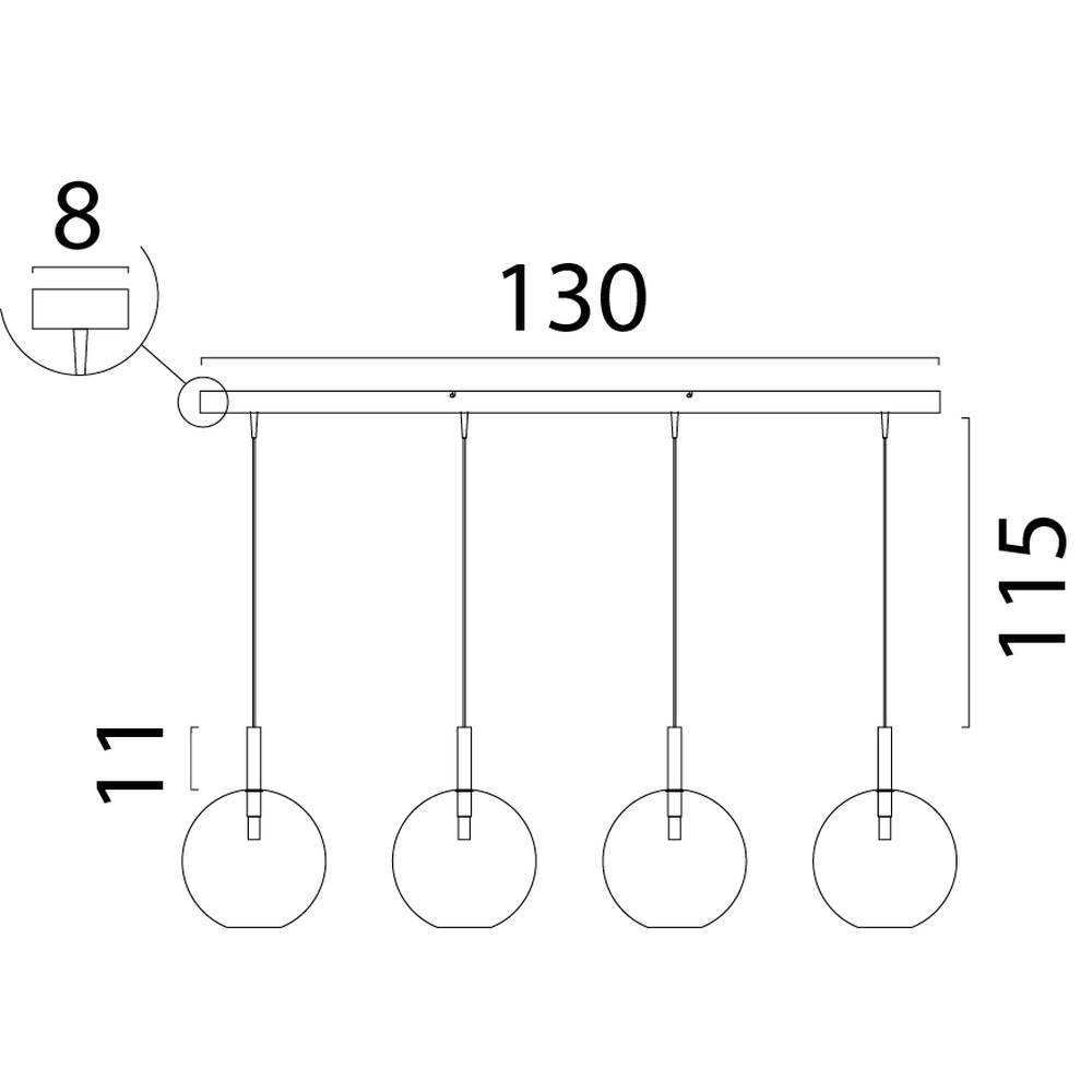 Lampe pendante 4L Ø 24cm Lido Ball avec du verre transparent Masterlight 8718121335261