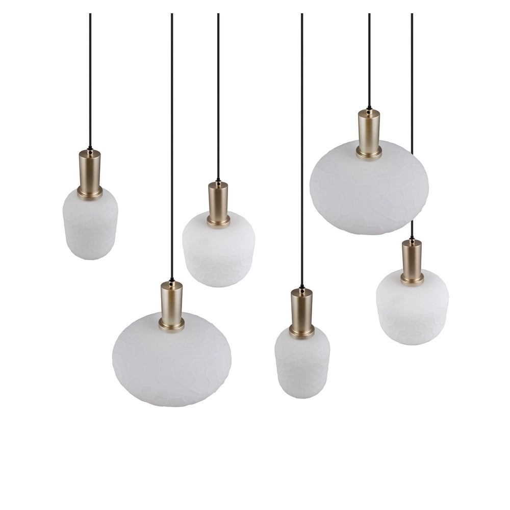 Lampe suspendue à 6 lampes Emelie Or avec verre blanc Trio 4017807724332