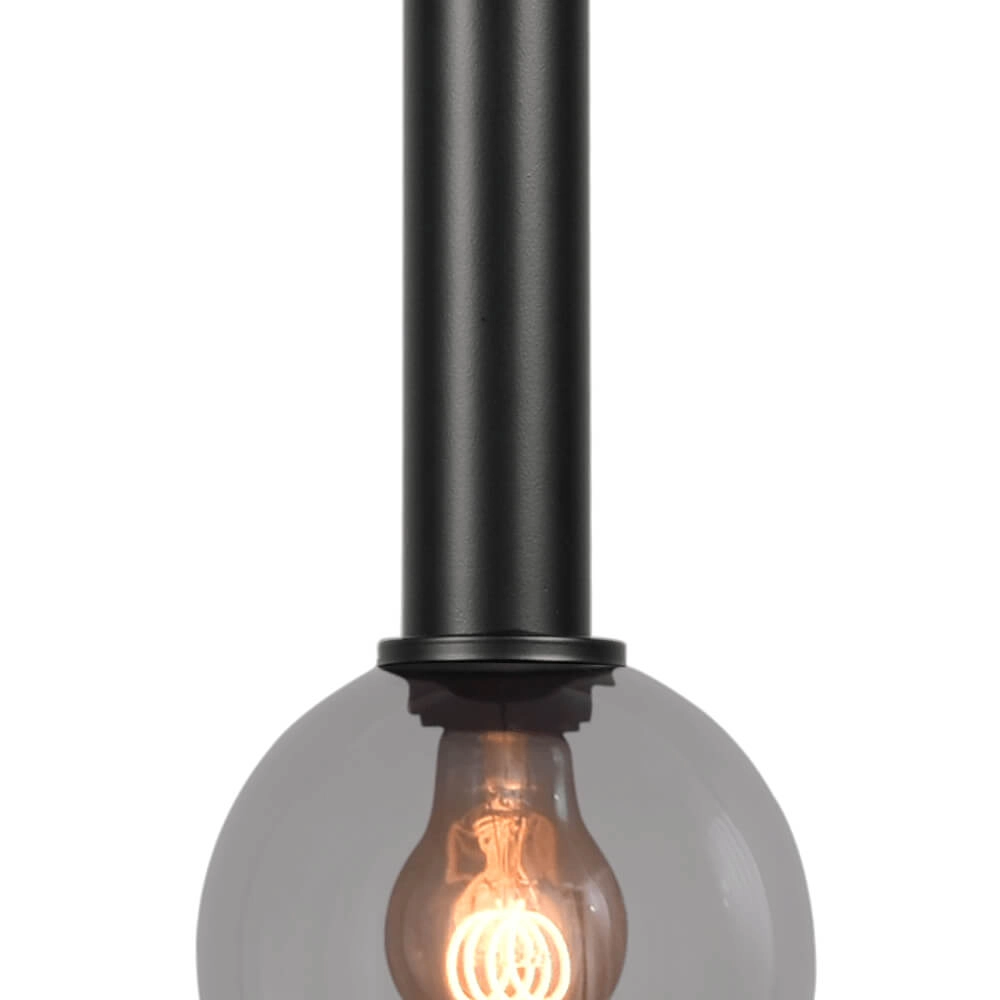 Lampe suspendue Ø 15cm Bella 2 Noir avec verre fumé Masterlight 8718121334271