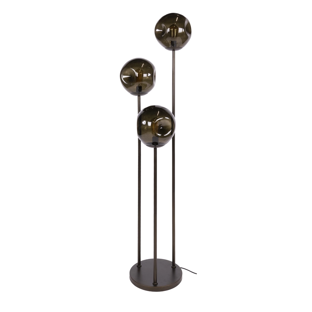 Lampe de pied en verre Stellar 3-lumière - verre fumé Lyora 8716803511613