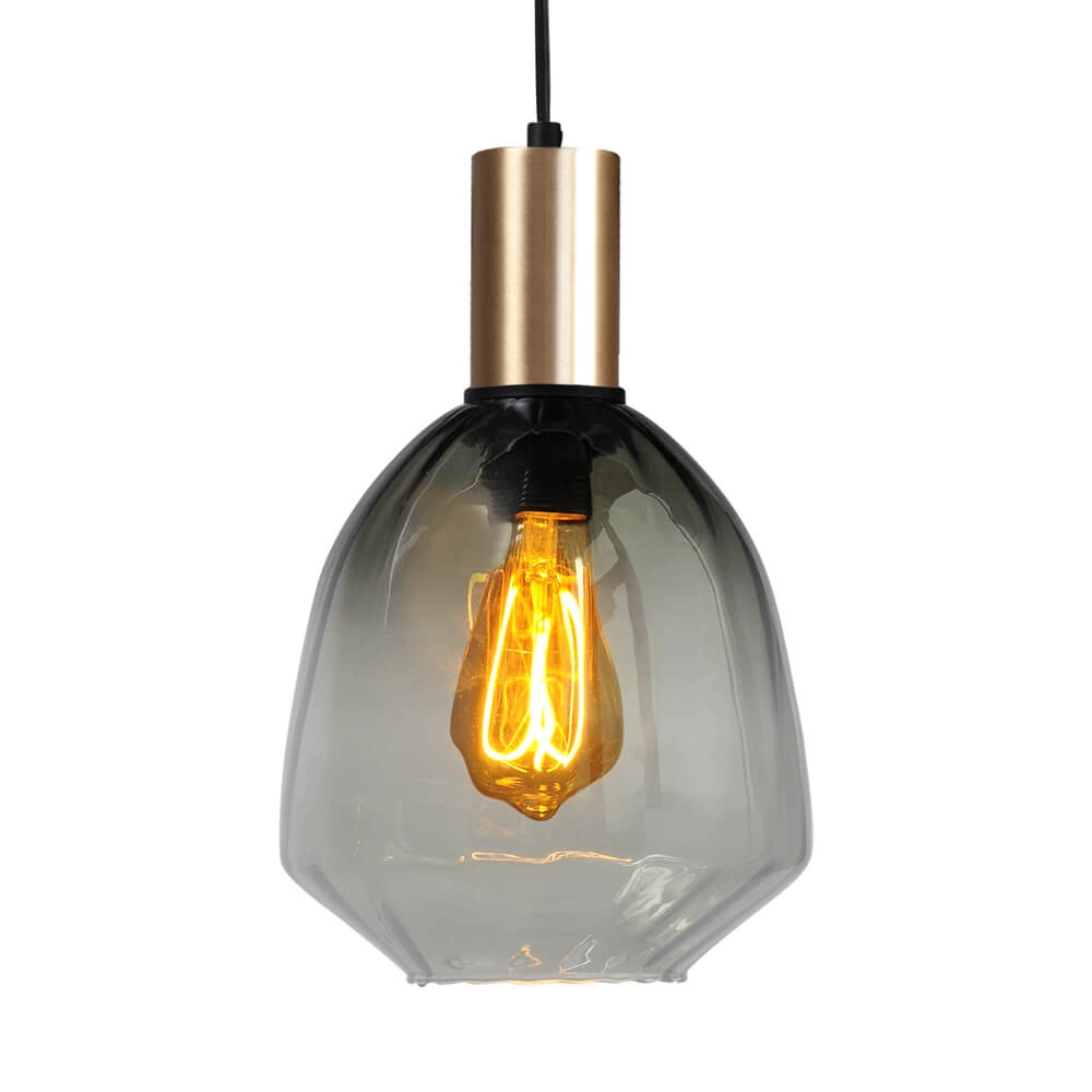 Lampe suspendue dorée Porto avec verre vert Nicolette - Ø 20cm