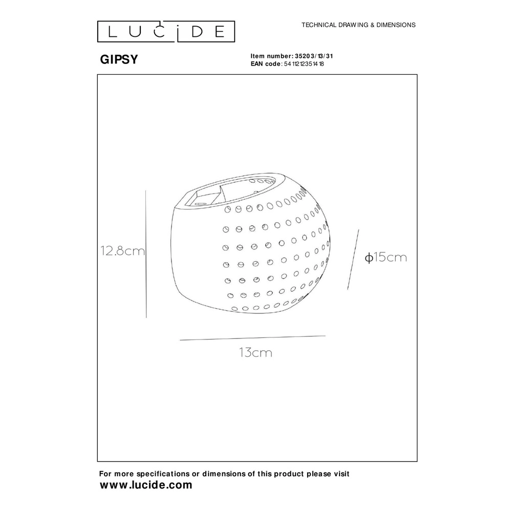 Lampe murale de conception Gipsy Blanc Lucide 5411212351418