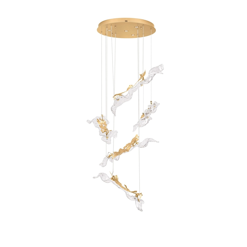 Lampe pendante dorée Avesa avec du verre transparent Ø 60 cm Lyora 5212063500433