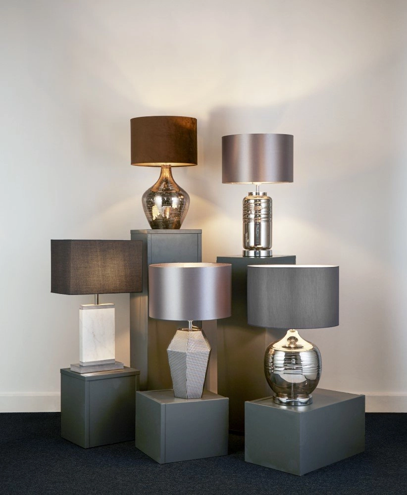 Lampe de table rurale Table Mosaïque 30cm avec marron Searchlight 5053423161341