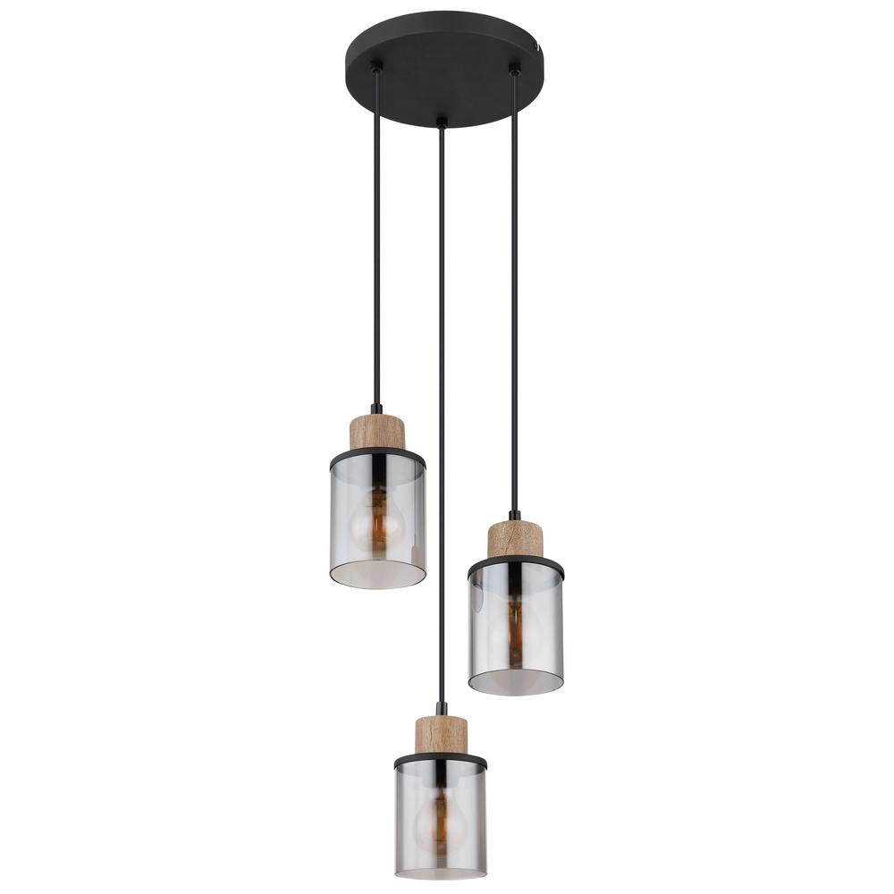 Lampe pendante à 3 lampes Reid Noir rond Globo 9007371457250