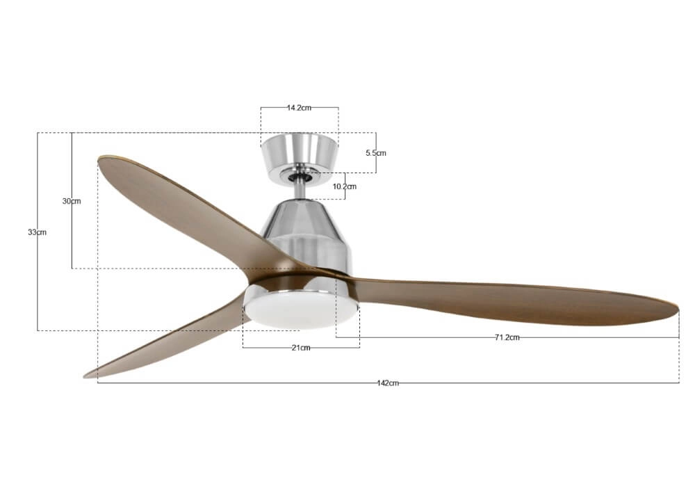 Ventilateur de plafond bois avec lampe Whitehaven Ø 143cm IP55 Beacon 9333509136484