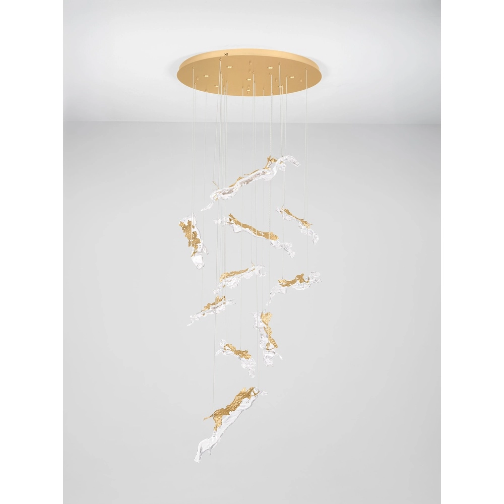 Lampe pendante dorée Avesa avec du verre clair Ø 100 cm Lyora 5212063500440