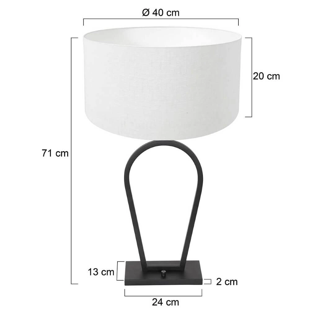 Lampe de table noire Stang avec abat-jour en lin blanc Steinhauer 8712746166866