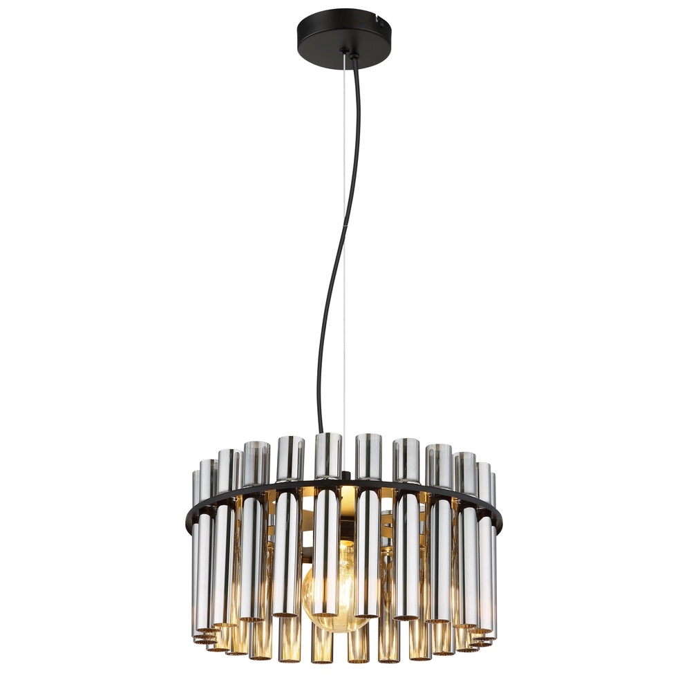 Lampe suspendue Gorley II noir avec des tiges en verre