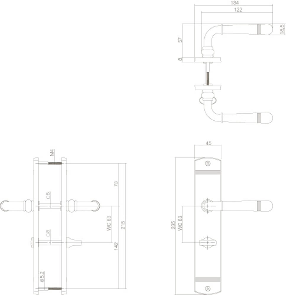 Poignée Helena Fermeture WC 63/8 en laiton laqué Intersteel 8714186514122