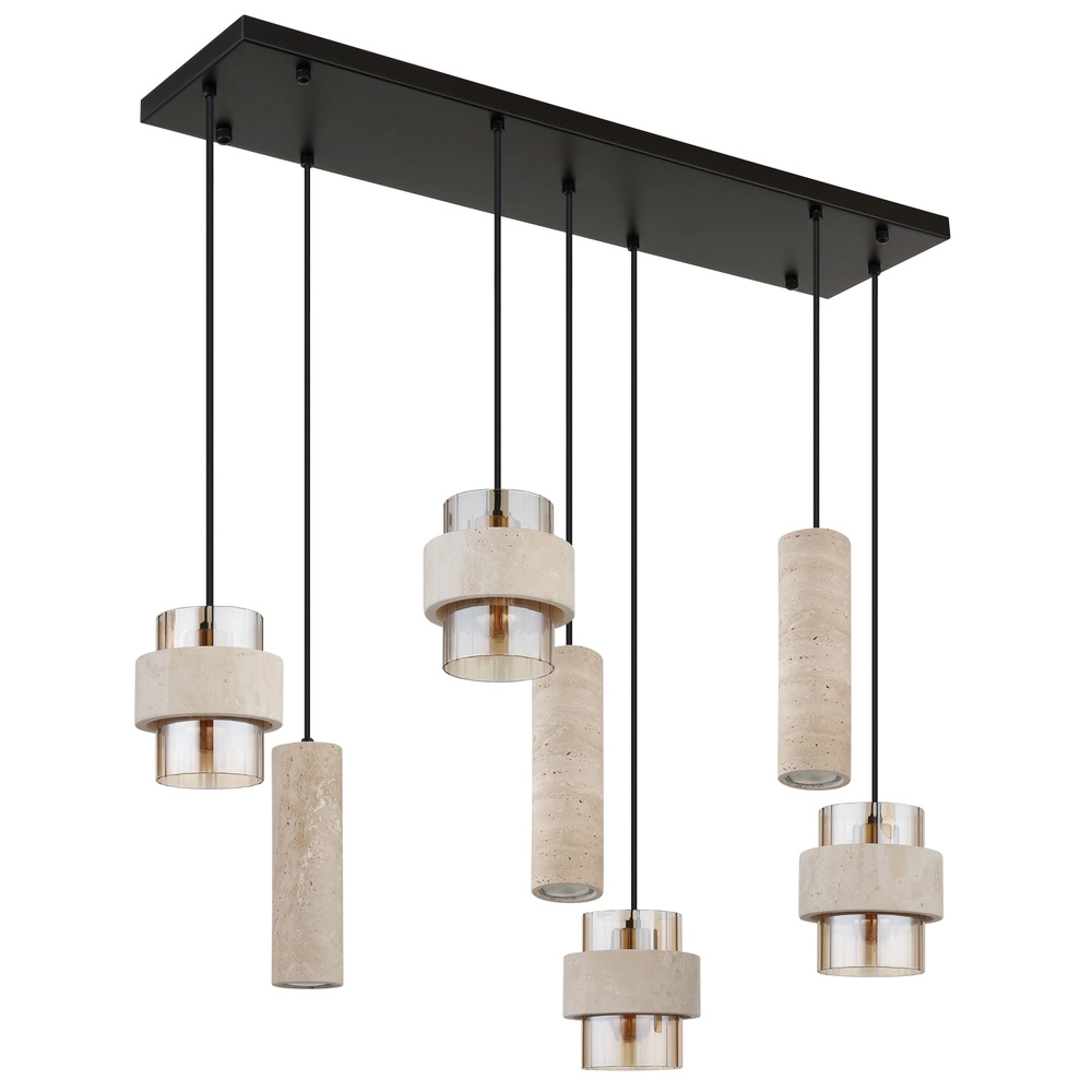 Lampe suspendue à 7 lampes Daren noir avec marbre Globo 9007371583669
