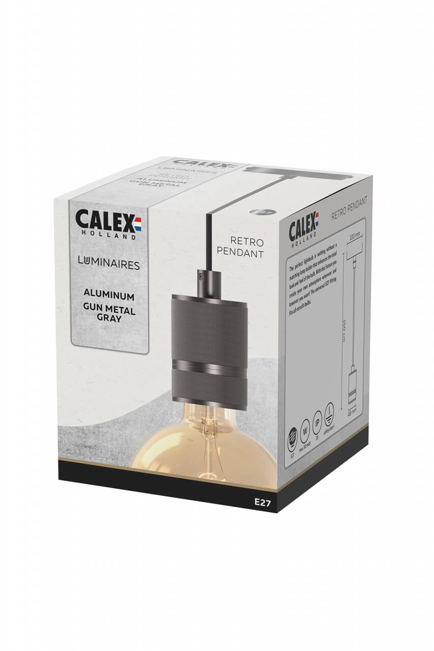 Lampe suspendue Pendel Cord gris métallisé Circle 8712879143956