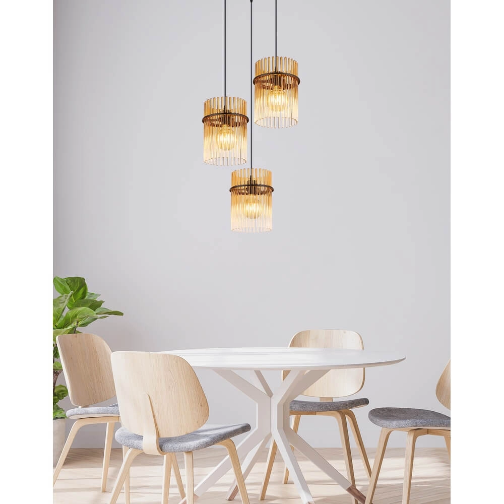 Suspension noire Gorley avec verre ambré rond Ø 47cm Globo 9007371471997