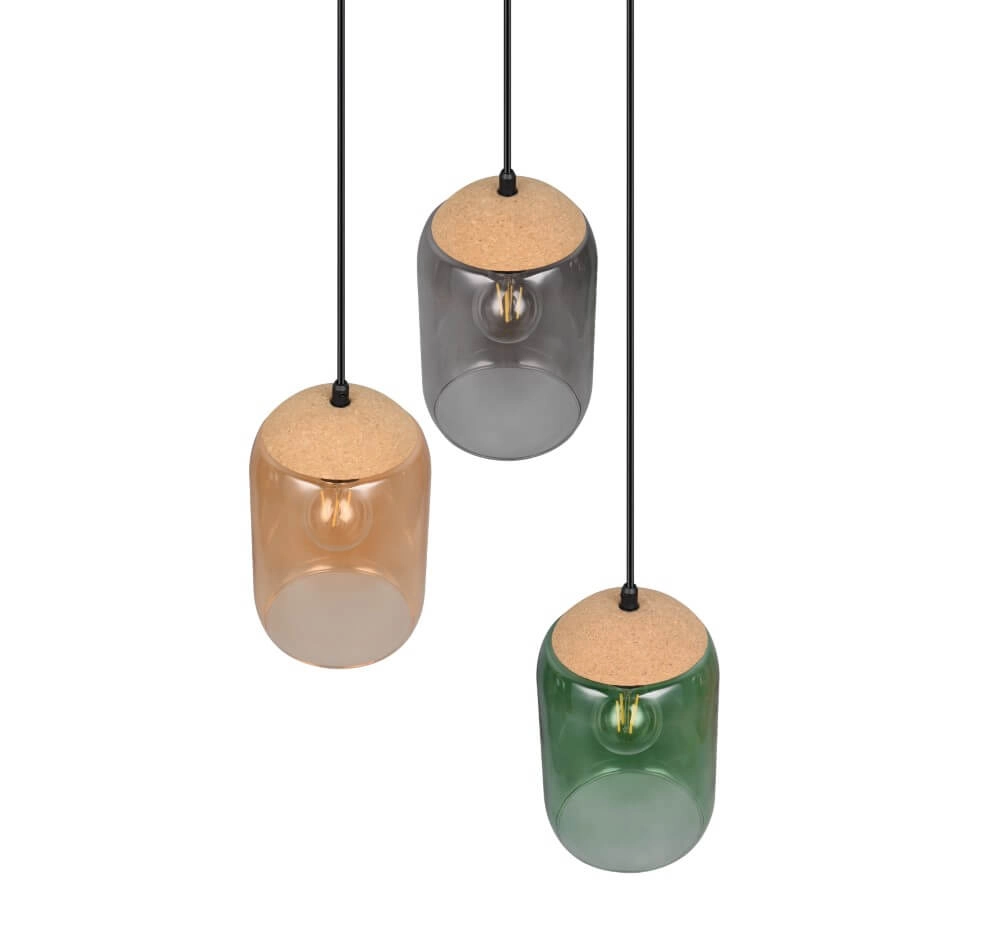 Lampe de table à manger en verre Cork 3 lumières Trio 4017807622980