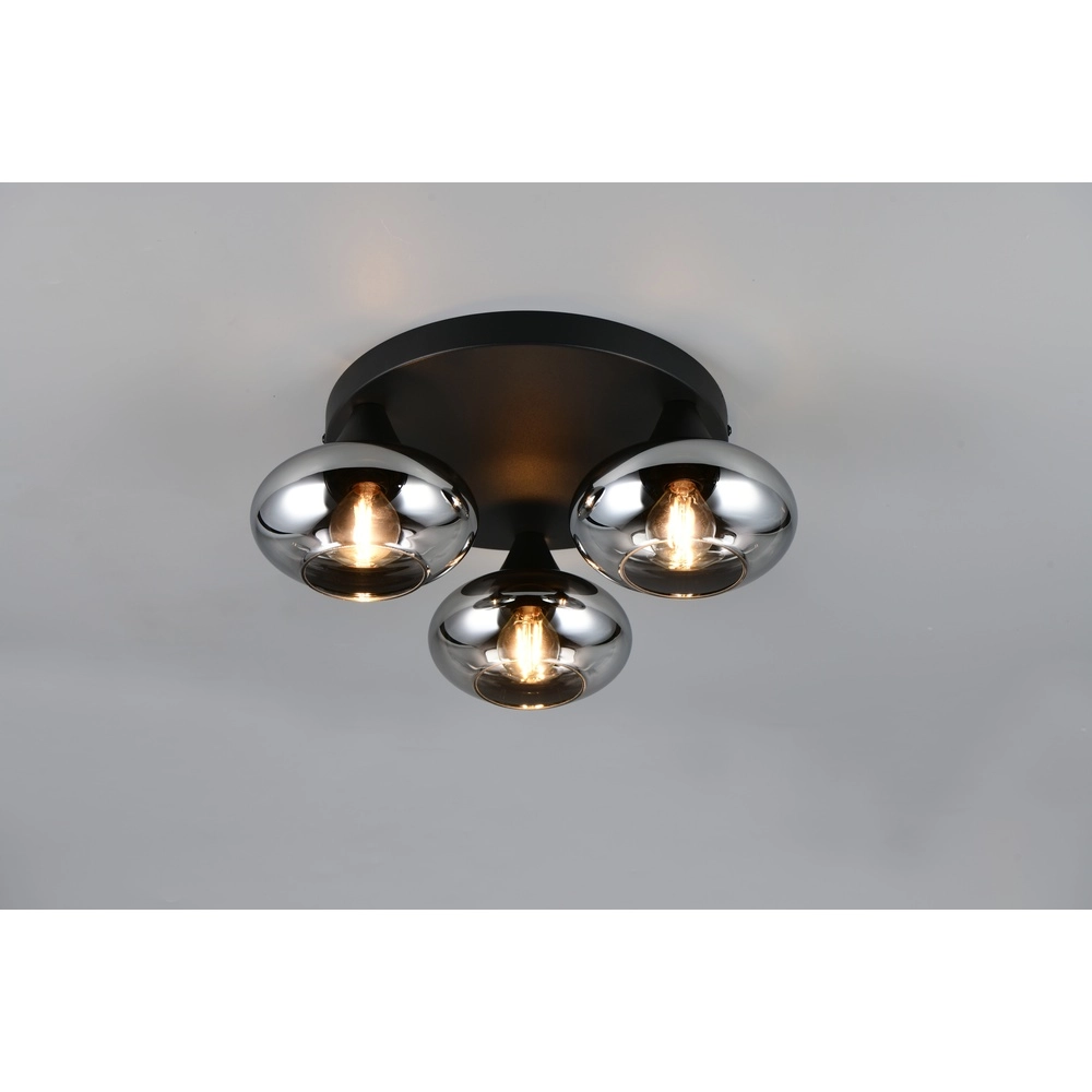 Plafonnier Divina noir avec verre fumé Trio 4017807667387