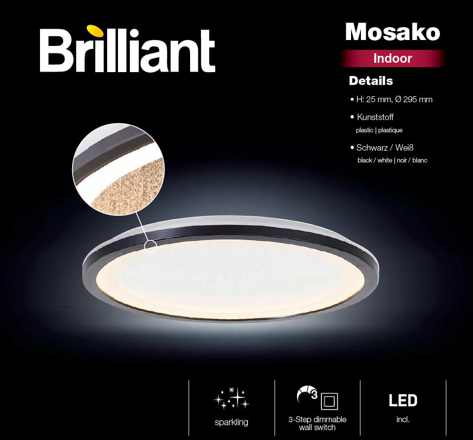 Plafonnier Mosako 2700K noir M Brilliant 4004353426438