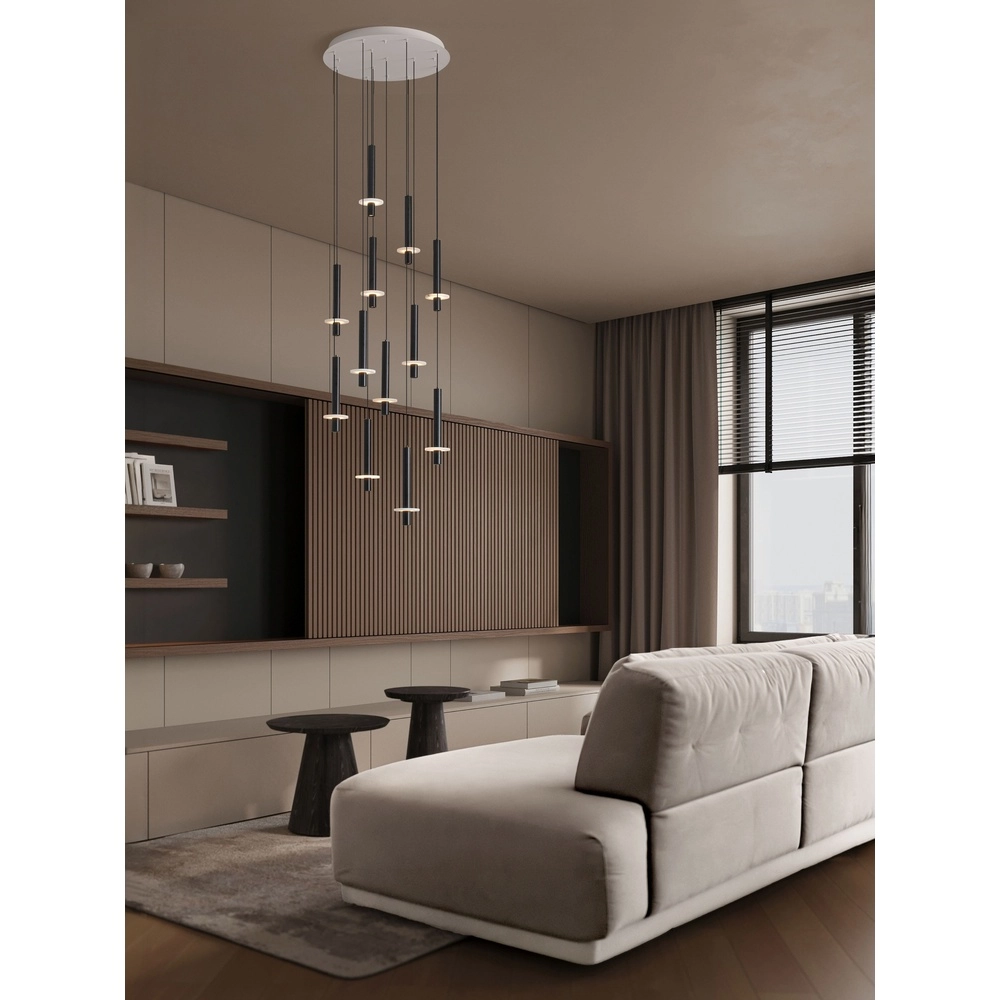 Lampe pendante de conception Noemi noir avec blanc Ø 62cm