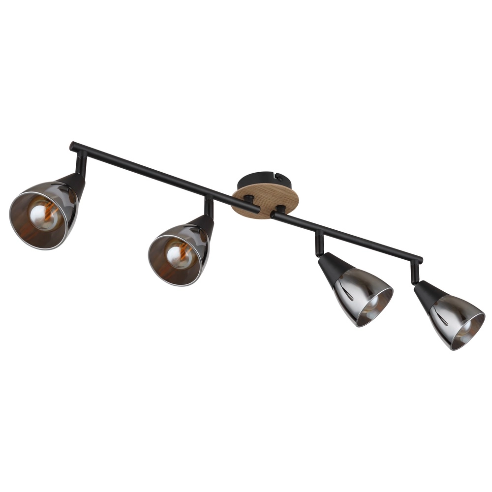Lampe de plafond à 4 lumières Mubby noir avec un aspect bois Globo 9007371451869