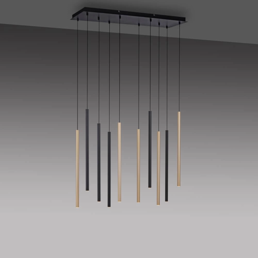 Lampe suspendue unique Flute 10 lumières Paul Neuhaus 4012248374788