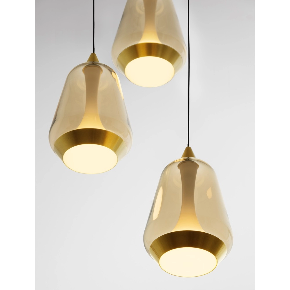 Suspension design Alish Verre ambré à 3 lumières Suspension design Alish Verre ambré à 3 lumières