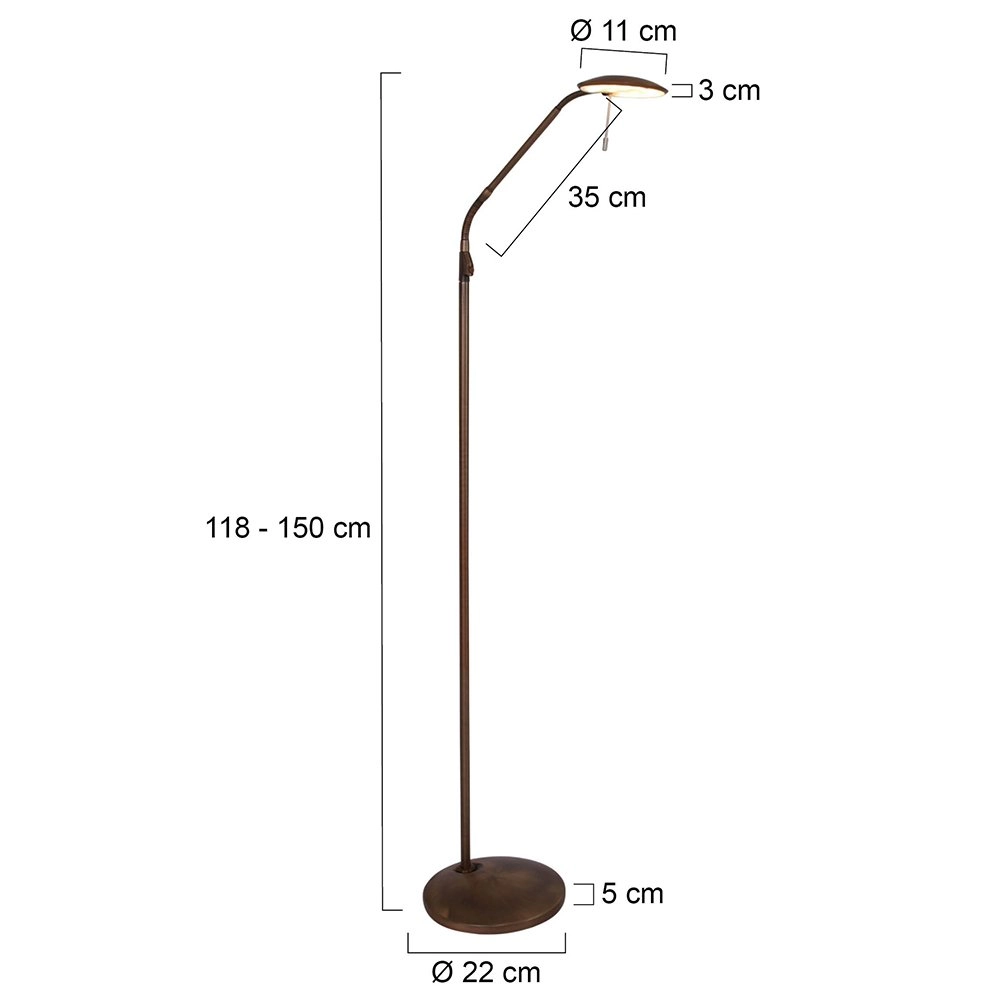 Lampadaire LED Zenith Led 118cm bronze marron Steinhauer 8712746113709