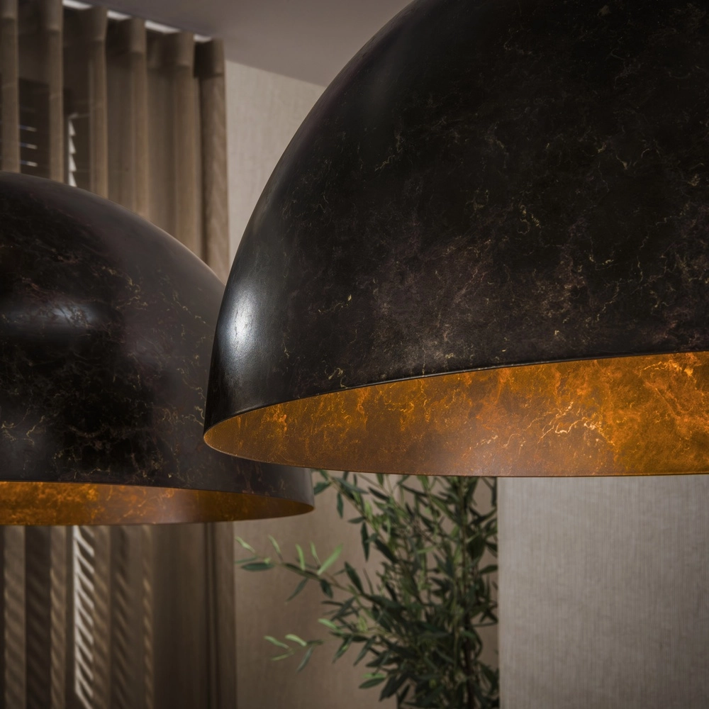 Lampe pendante industrielle Dome 2x Ø 60cm - brun urbain Lyora 8716803512573