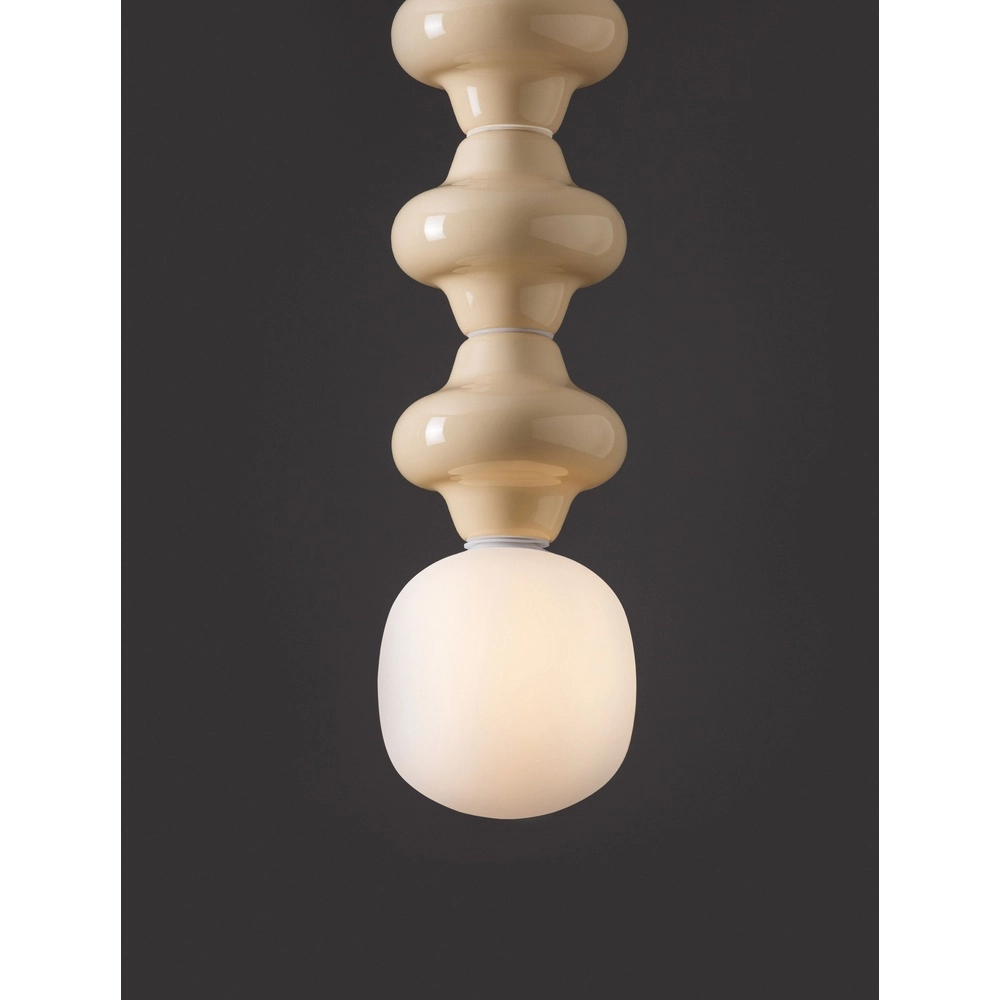 Suspension Clio L céramique jaune avec verre blanc