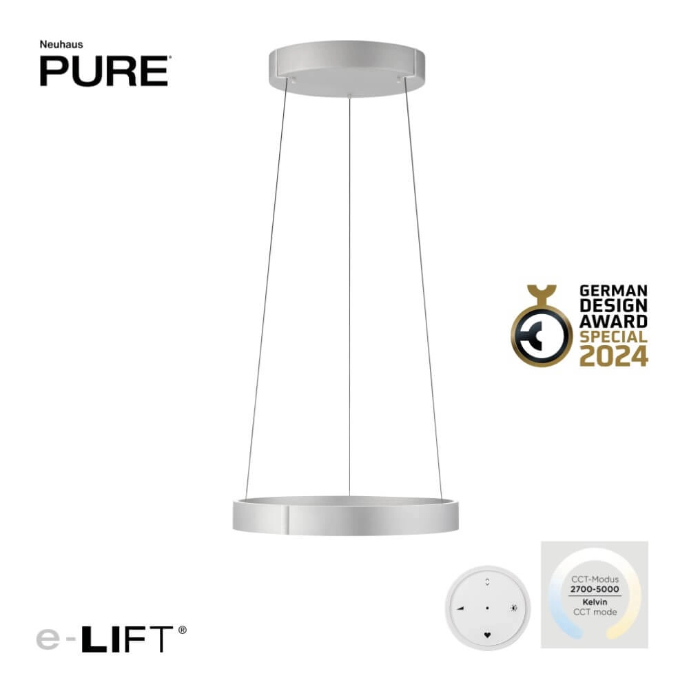 Lampe suspendue ronde Pure E-Clipse aluminium Ø 50cm Paul Neuhaus 4012248372333