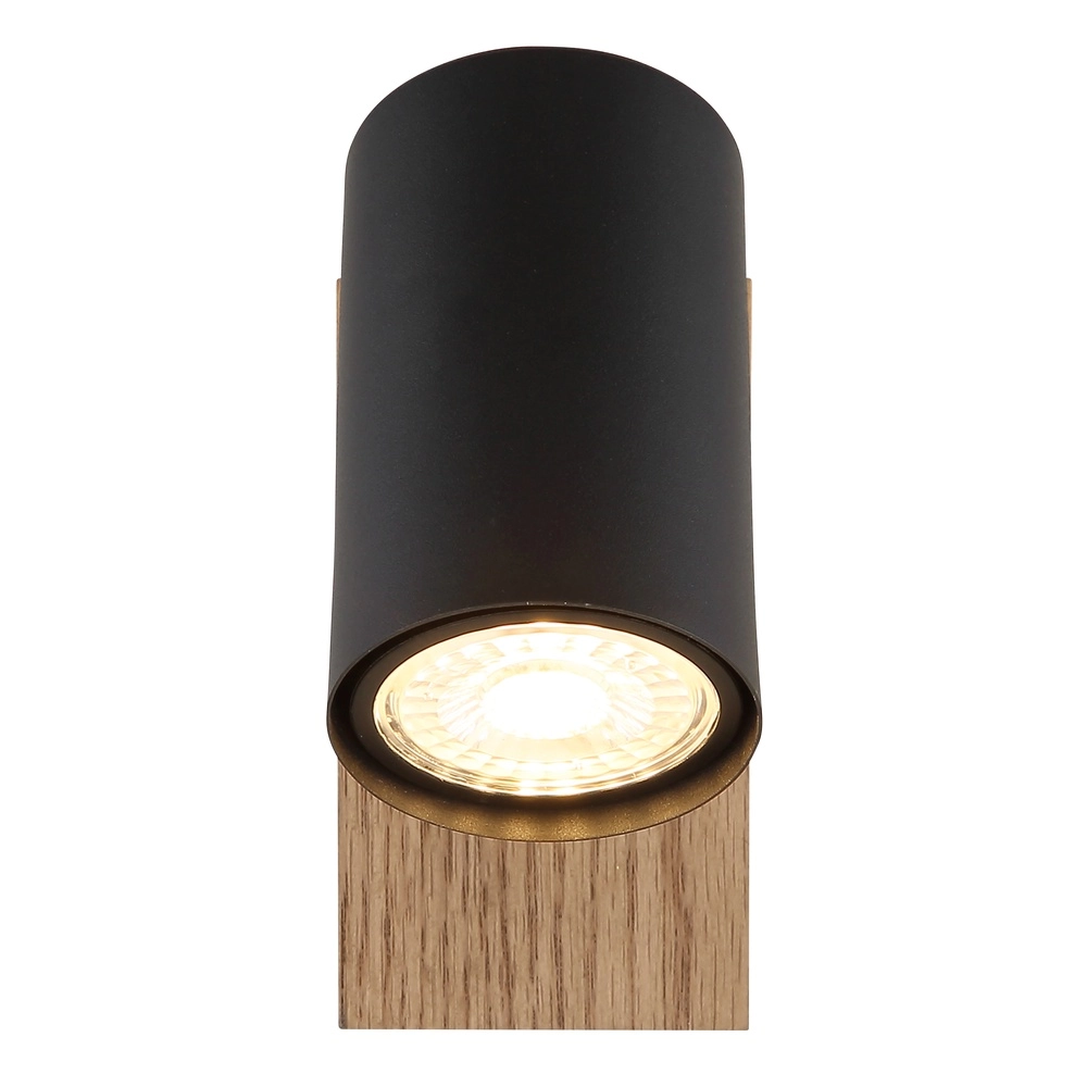 Lampe murale Linca noir avec bois Globo 9007371449941