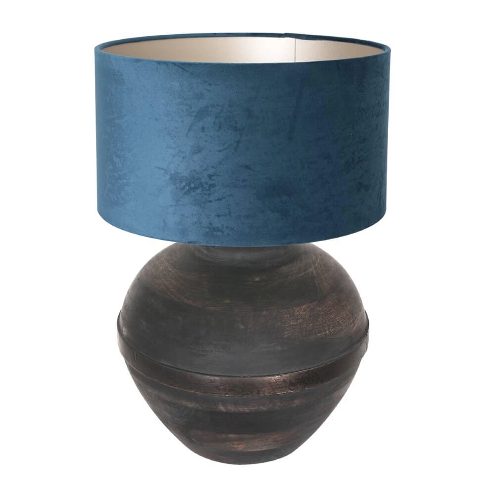 Lampe de table chic Lyons B avec capuche en velours bleu