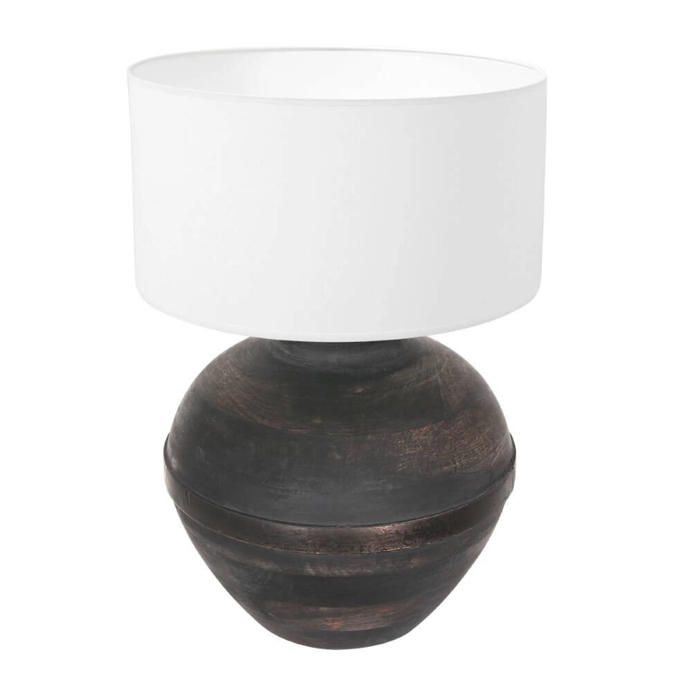 Lampe de table chic Lyons B avec abat-jour en chintz blanc