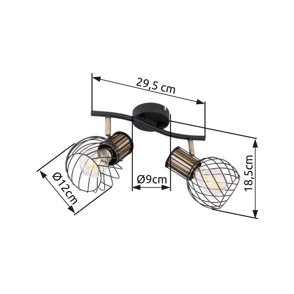 Lampe de plafond Argusto 2-noir clair Globo 9007371390717
