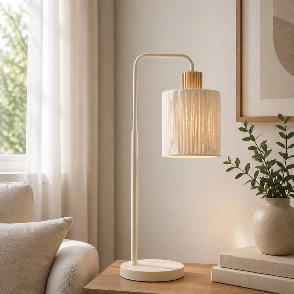 Lampe de table Arlo brun sable avec du bois Brilliant 4004353477065