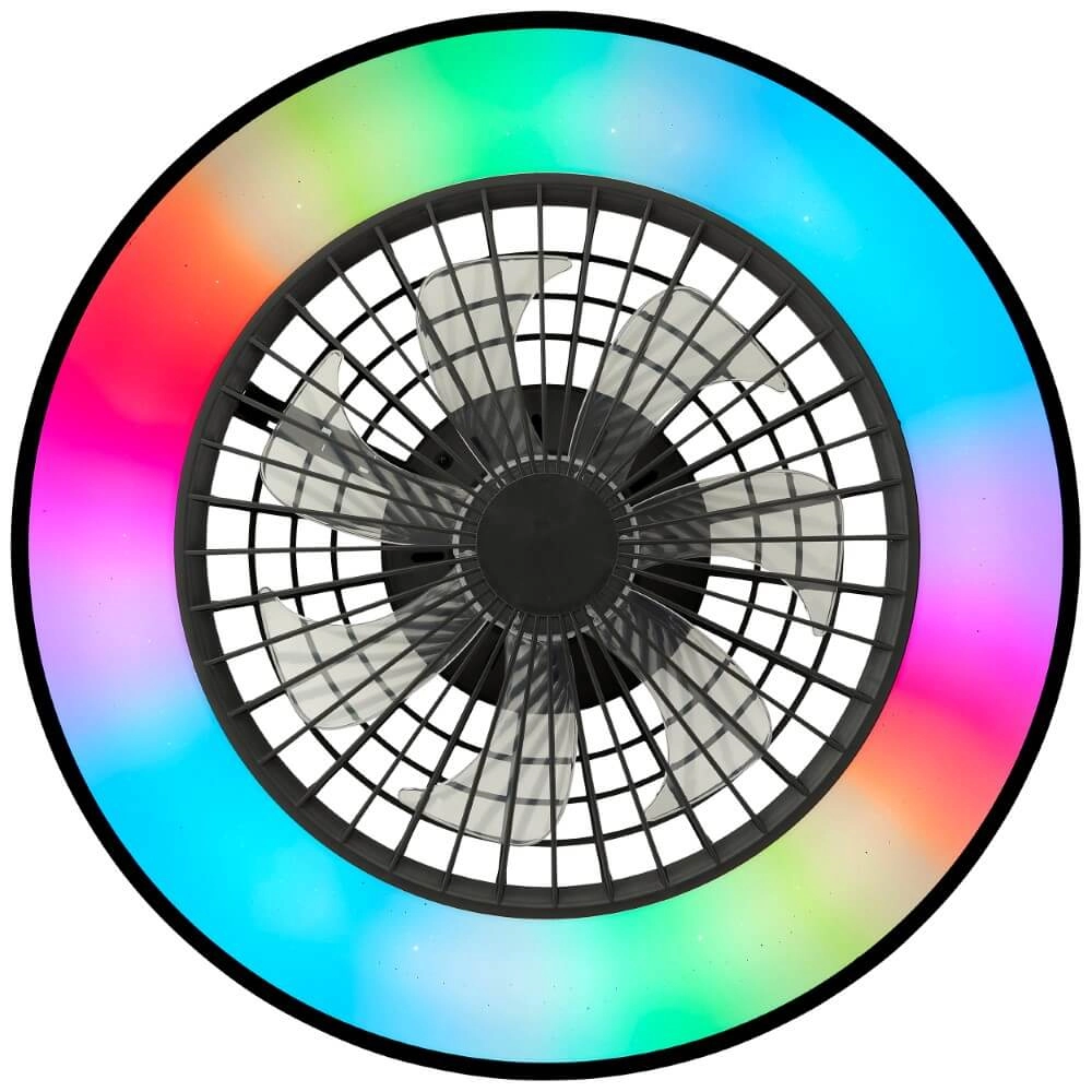 Ventilateur de plafond noir Mazzaro avec lampe RGB - 48cm Brilliant 4004353428449