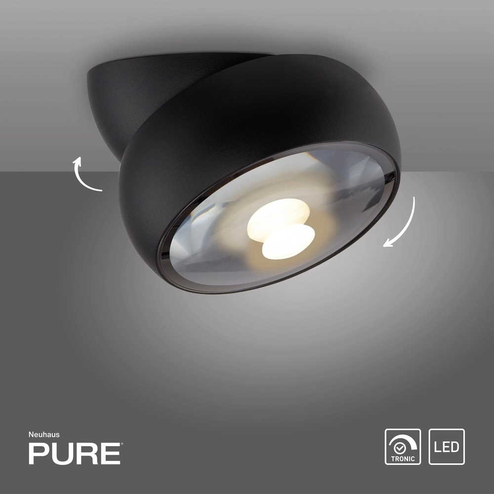 Projecteur noir monté en surface Pure Move Ø 11cm - Plomb Paul Neuhaus 4012248395745