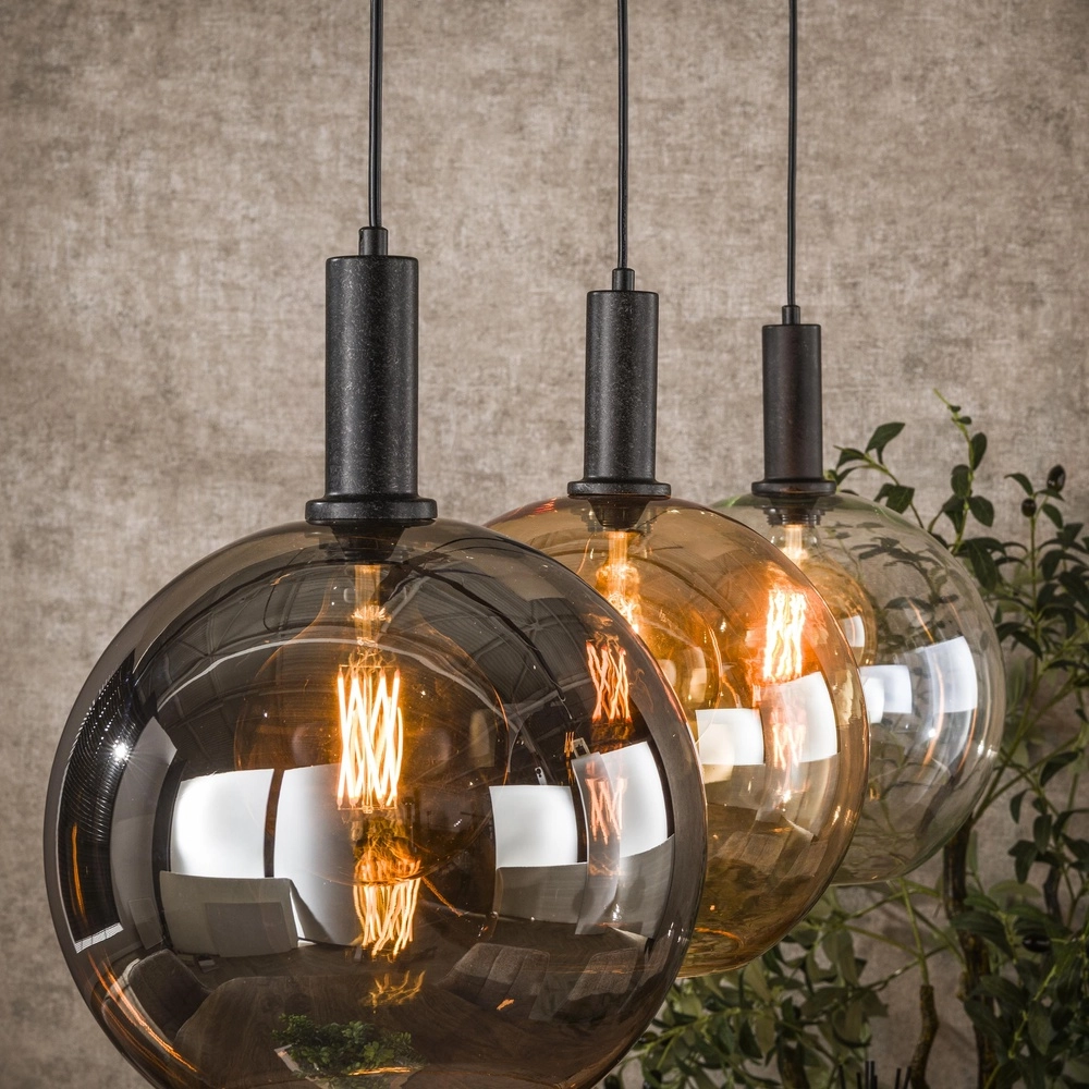 Lampe suspendue en verre Sfera 3x Ø 30cm - verre coloré Lyora 8716803512351