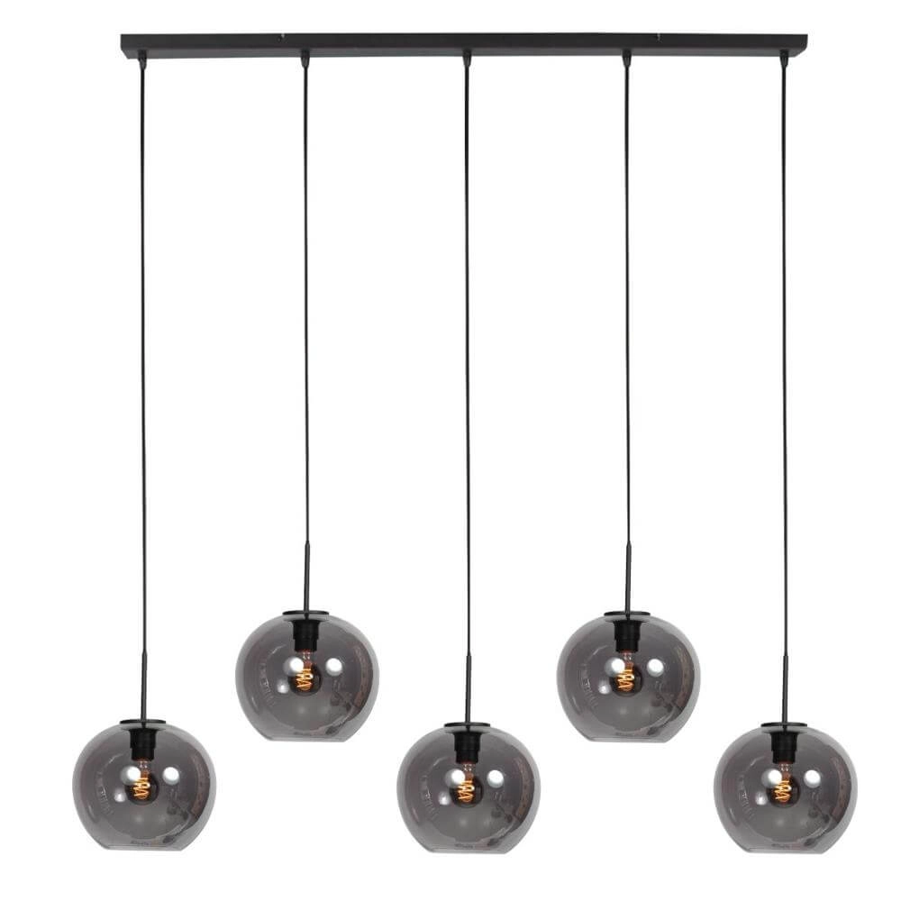 Suspension HaloSwap Noir avec boule de verre fumé Suspension HaloSwap Noir avec boule de verre fumé