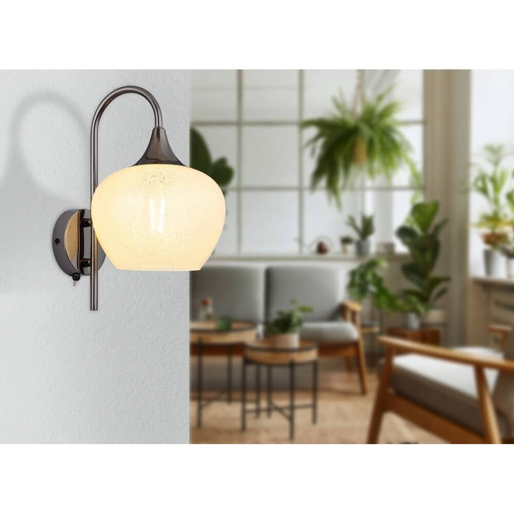 Applique murale anthracite Maxy avec verre blanc simple Globo 9007371447190