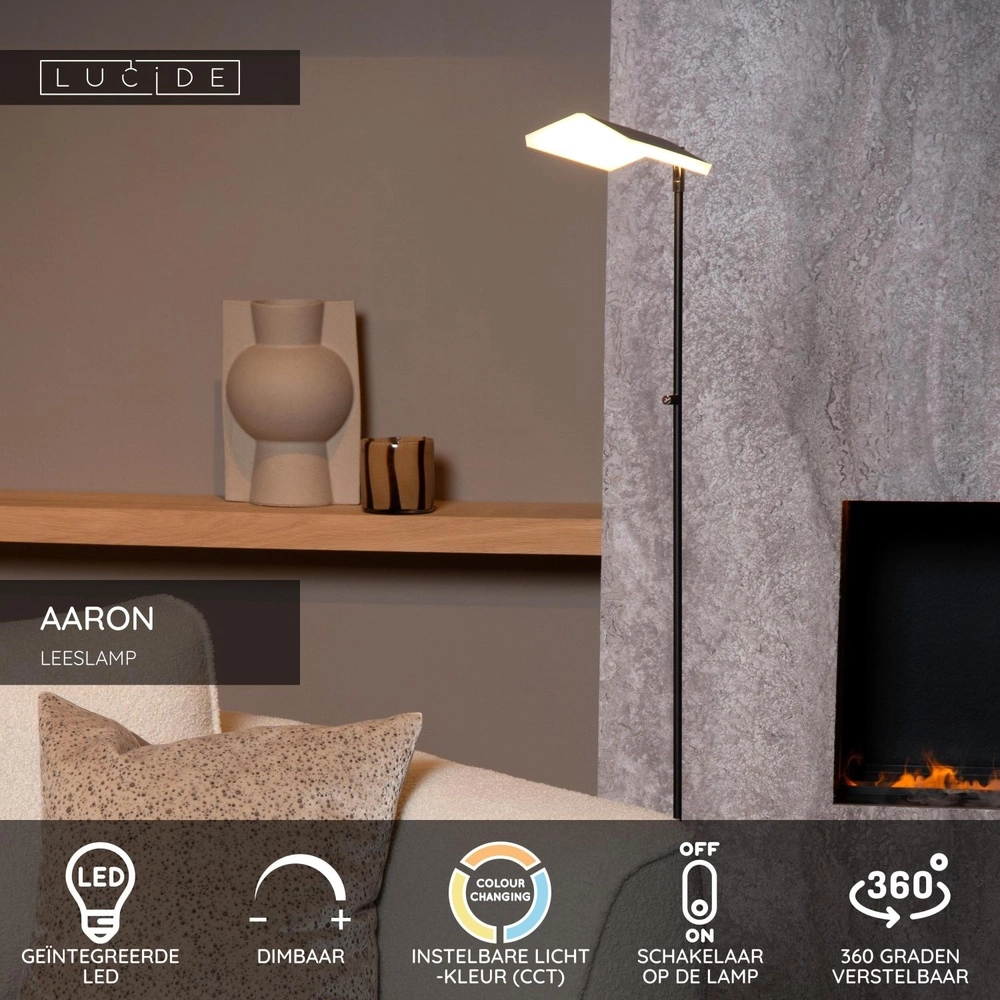 Lampe de lecture à LED Aaron Noir de conception Lucide 5411212194039