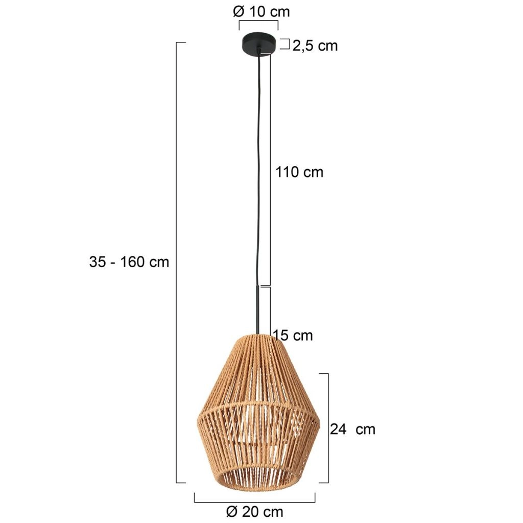 Lampe suspendue Ropex avec la teinte en rotin Ø20 cm Steinhauer 8712746182781