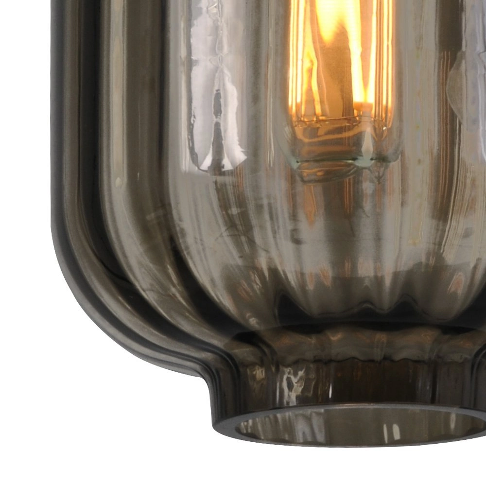 Lampe de plafond Lett lll 20cm noir avec verre fumé Masterlight 8718121181431