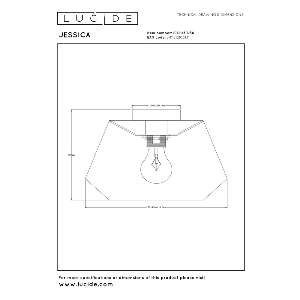 Lampe de plafond Jessica Ø 30cm noir Lucide 5411212106131