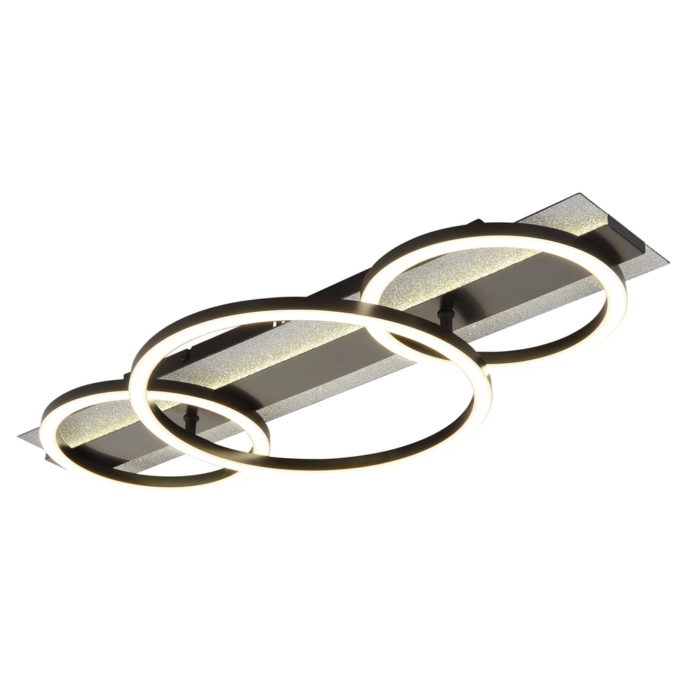 Lampe de plafond noire Norberto 3 anneaux d’accord